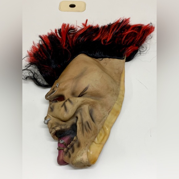 Y2K Vintage Rubber Mohawk Facial Piercing Punk Skull Death Mask Adult One Size - Picture 3 of 16